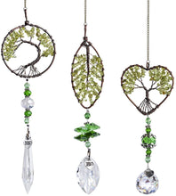 Load image into Gallery viewer, Set 3pcs Tree of Life Crystal Suncatcher Hanging Pendant for Window
