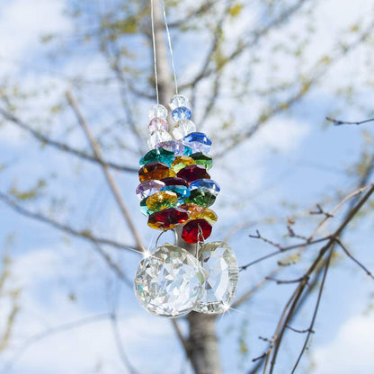H&D HYALINE & DORA Hanging Crystal Suncatcher with Heart Prism Pendant and Crystal Prism Ball,Pack of 2