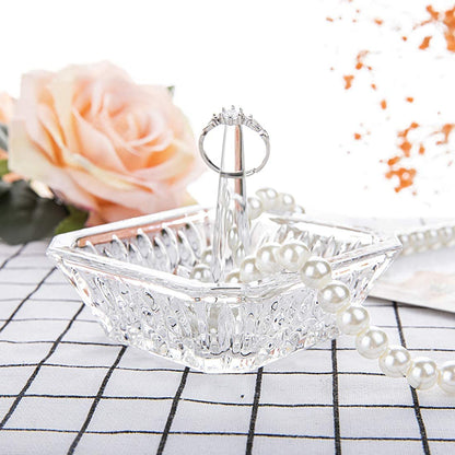 H&D HYALINE & DORA Crystal Ring Holder Display Dish Jewelry Collectibles Wedding Decor