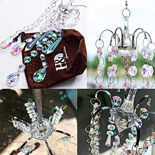 Chandelier Wind Chimes AB Coating Crystal Prisms Hanging Suncatcher Pendant Home Decor Gifts