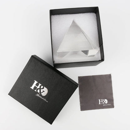 H&D HYALINE & DORA 4.3" H Large Clear Crystal Pyramid with Gift Box for Prosperity