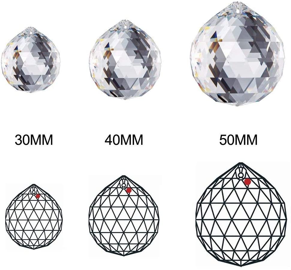 H&D HYALINE & DORA 30/40/50mm Faceted Crystal Ball Chandelier Prisms Ceiling Lamp Lighting Hanging Drop Pendants 3pcs