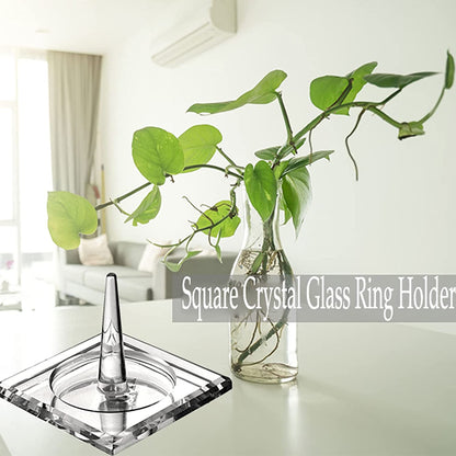 H&D HYALINE & DORA Square Crystal Glass Ring Holder for Jewelry