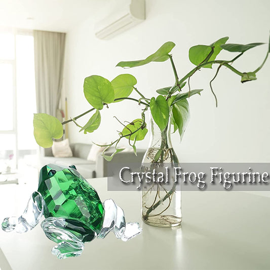 H&D HYALINE & DORA Small Crystal Frog Figurine Collection Paperweight Table Centerpiece Ornament
