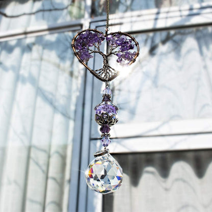 H&D HYALINE & DORA Sun Catcher Crystal Tree of Life Rainbow Maker Drops Hang for Window, Home Decor, Car Charms Holiday Decorations Christmas Gift,Blue