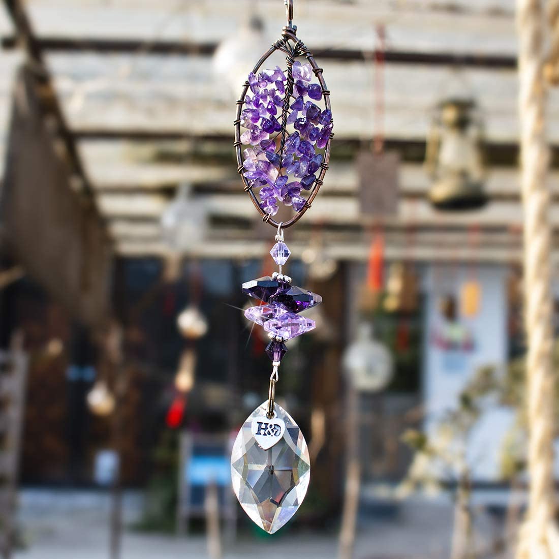 Set 3 Fantasy Purple Tree of Life Hanging Crystal Pendant Decor for Window,Car, Wedding,Party