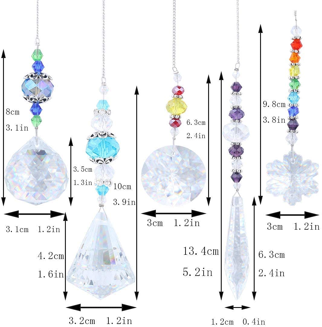 1 H&D HYALINE & DORA Crystal Suncatcher Window Hanging Ornament Crystals  Ball Prism Rainbow Maker Butterfly Decor Pendant Set for