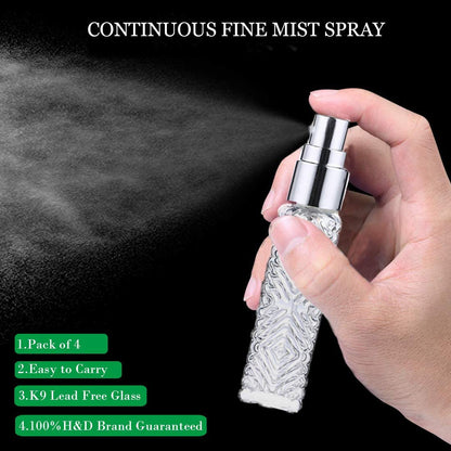 H&D HYALINE & DORA Vintage Refillable Perfume Bottles Glass Empty Spray Bottle Wedding Gifts Car Decor Set of 4