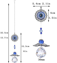 Load image into Gallery viewer, Crystal Angel Suncatcher with Feng Shui Turkish Blue Evil Eye Protection and Good Luck Gift
