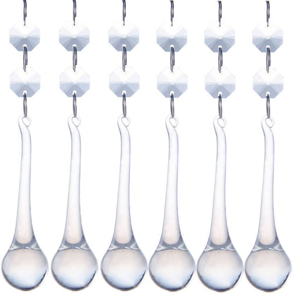H&D HYALINE & DORA 10pcs 5.3in Crystal Raindrop w/ Octagon Beads Chandelier Pendants Suncatcher