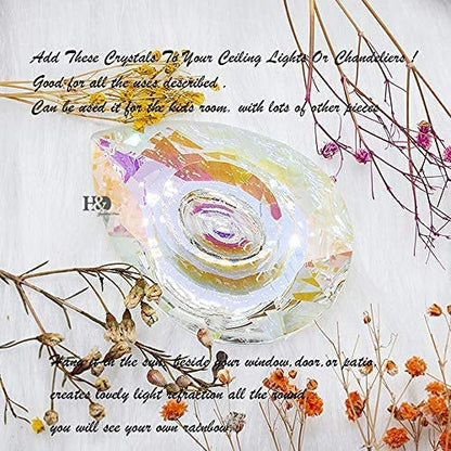 H&D HYALINE & DORA 89mm/3.5in Hanging Chandelier Crystals Prisms for Window Suncatchers Rainbow Maker Pendants Holiday Decorations Christmas Tree Decor
