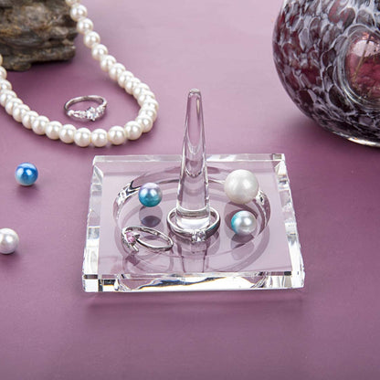 H&D HYALINE & DORA Square Crystal Glass Ring Holder for Jewelry