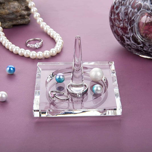 H&D HYALINE & DORA Square Crystal Glass Ring Holder for Jewelry