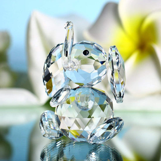H&D HYALINE & DORA Crystal Elephant Figurine Collection Cut Glass Statue Animal Collectible