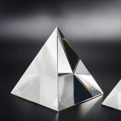 H&D HYALINE & DORA 4.3" H Large Clear Crystal Pyramid with Gift Box for Prosperity