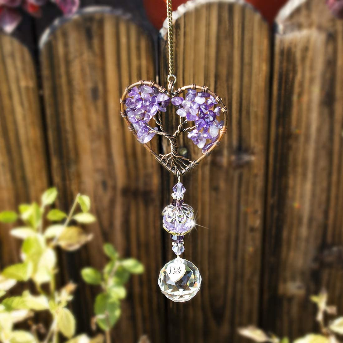 H&D HYALINE & DORA Sun Catcher Crystal Tree of Life Rainbow Maker Drops Hang for Window, Home Decor, Car Charms Holiday Decorations Christmas Gift,Blue