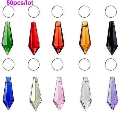 H&D HYALINE & DORA 50pcs 38mm Crystal Icicle Pendant Chandelier Prisms Drops Lamp Candle Holders Curtain DIY Parts