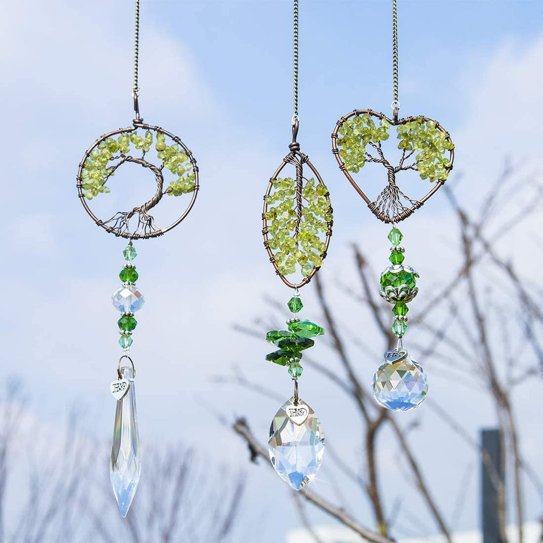 Set 3pcs Tree of Life Crystal Suncatcher Hanging Pendant for Window