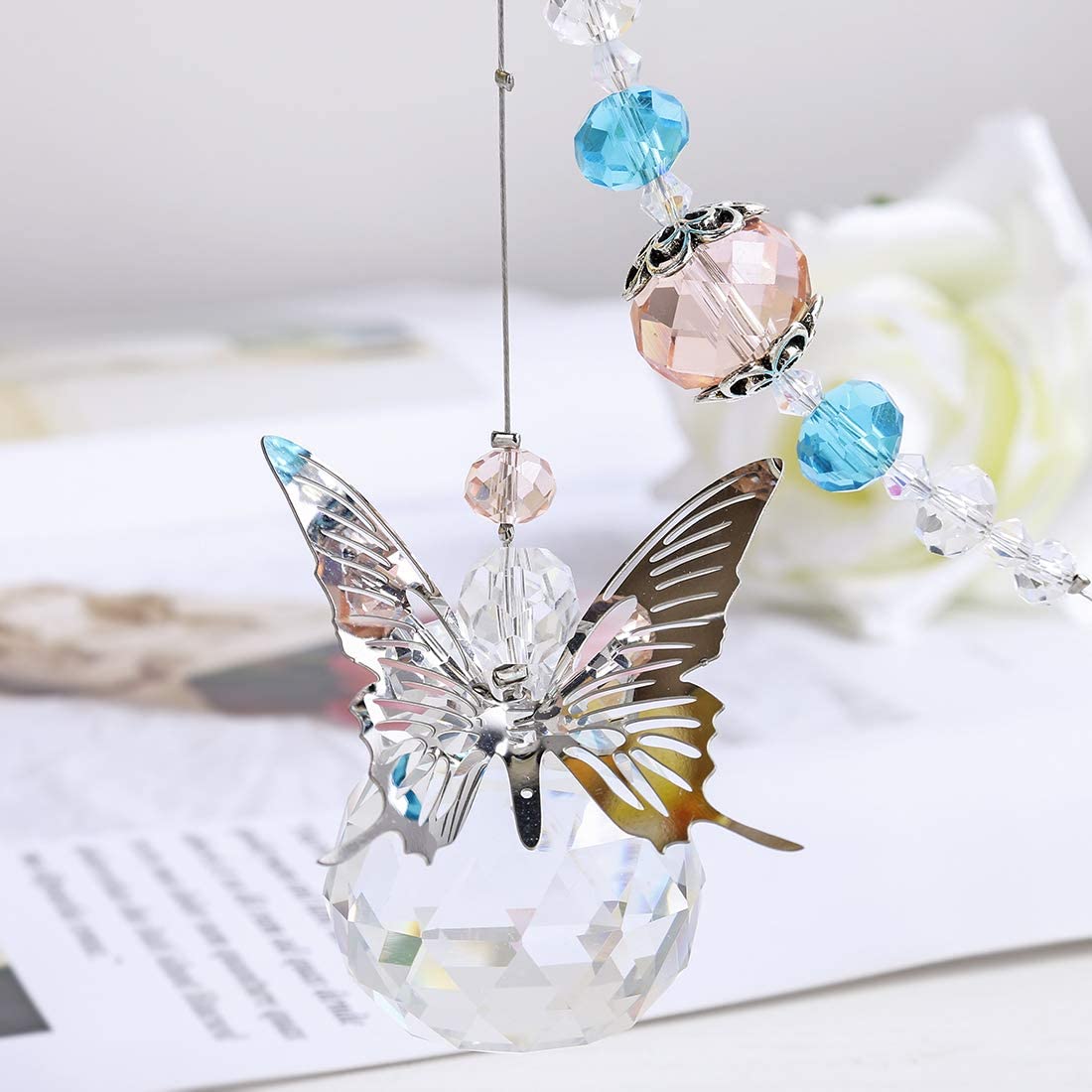 H&D HYALINE & DORA 30mm Handmade Butterfly Crystal Ball Prism Rainbow Maker Hanging Suncatcher