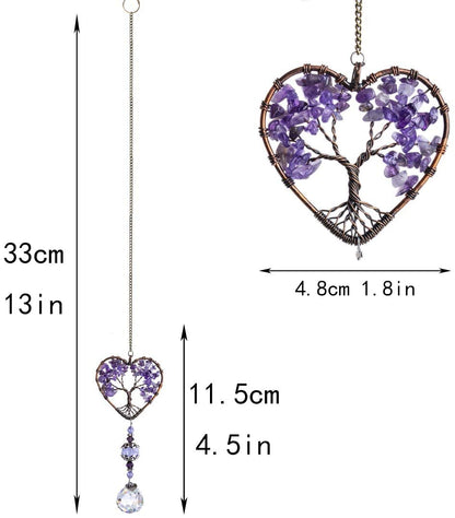 H&D HYALINE & DORA Sun Catcher Crystal Tree of Life Rainbow Maker Drops Hang for Window, Home Decor, Car Charms Holiday Decorations Christmas Gift,Blue