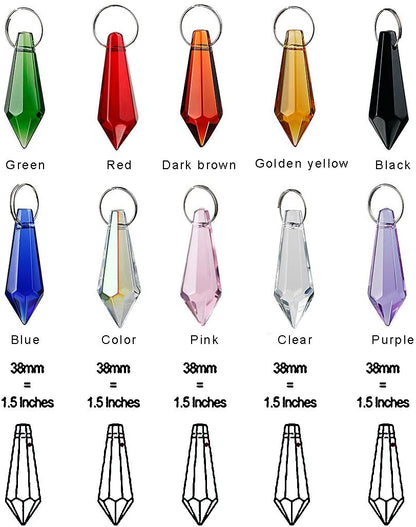 H&D HYALINE & DORA 50pcs 38mm Crystal Icicle Pendant Chandelier Prisms Drops Lamp Candle Holders Curtain DIY Parts