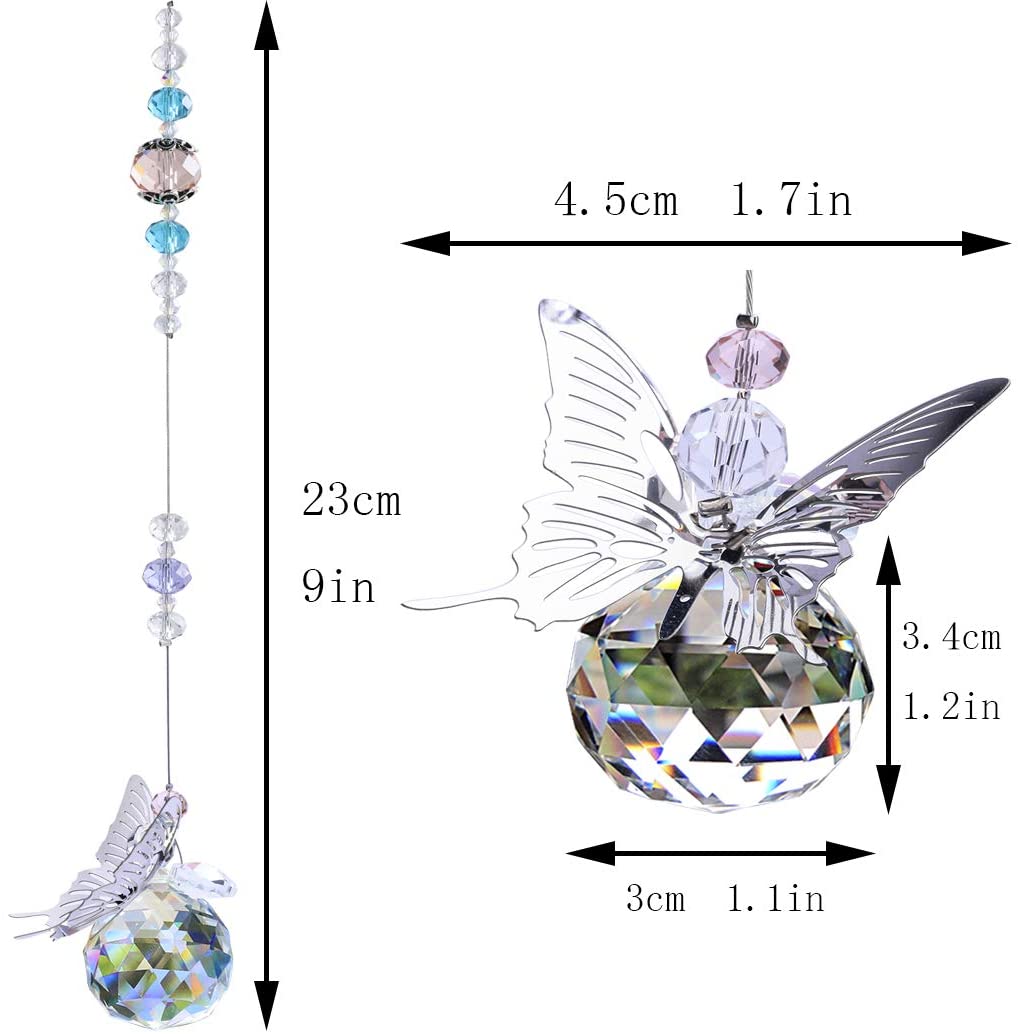 H&D HYALINE & DORA 30mm Handmade Butterfly Crystal Ball Prism Rainbow Maker Hanging Suncatcher