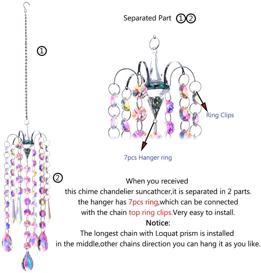 H&D HYALINE & DORA Chandelier Wind Chimes AB Coating Crystal Prisms Hanging Suncatcher Pendant Home Decor Gifts