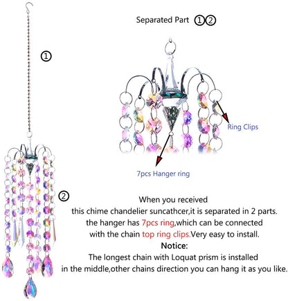 H&D HYALINE & DORA Chandelier Wind Chimes AB Coating Crystal Prisms Hanging Suncatcher Pendant Home Decor Gifts