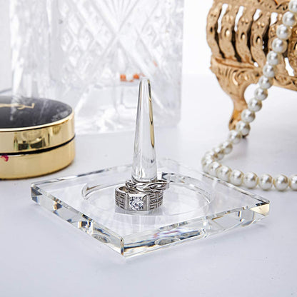 H&D HYALINE & DORA Square Crystal Glass Ring Holder for Jewelry