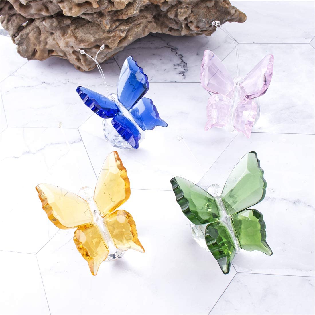 H&D HYALINE & DORA 4pcs Crystal Flying Butterfly with Crystal Ball Base Figurine Collection