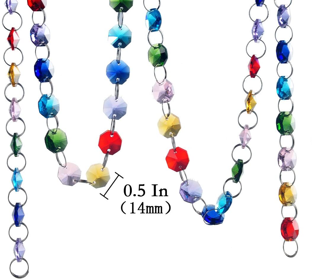 VOVOV 20FT Clear Crystal Garland Chandelier Octagon Beads Chain