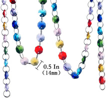 Load image into Gallery viewer, 6FT Glass Crystal Rainbow Color 14mm Octagon Beads Chain Chandelier Prisms Hanging Wedding Garland
