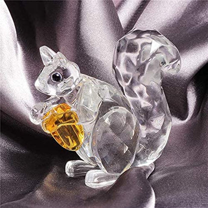 H&D HYALINE & DORA Crystal Animals Squirrel Collectible Figurine Paperweight Table Centerpiece Ornament