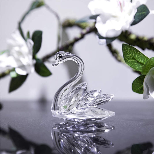 H&D HYALLINE & DORA Crystal Swan Figurine Collection Paperweight Table Centerpiece Ornament