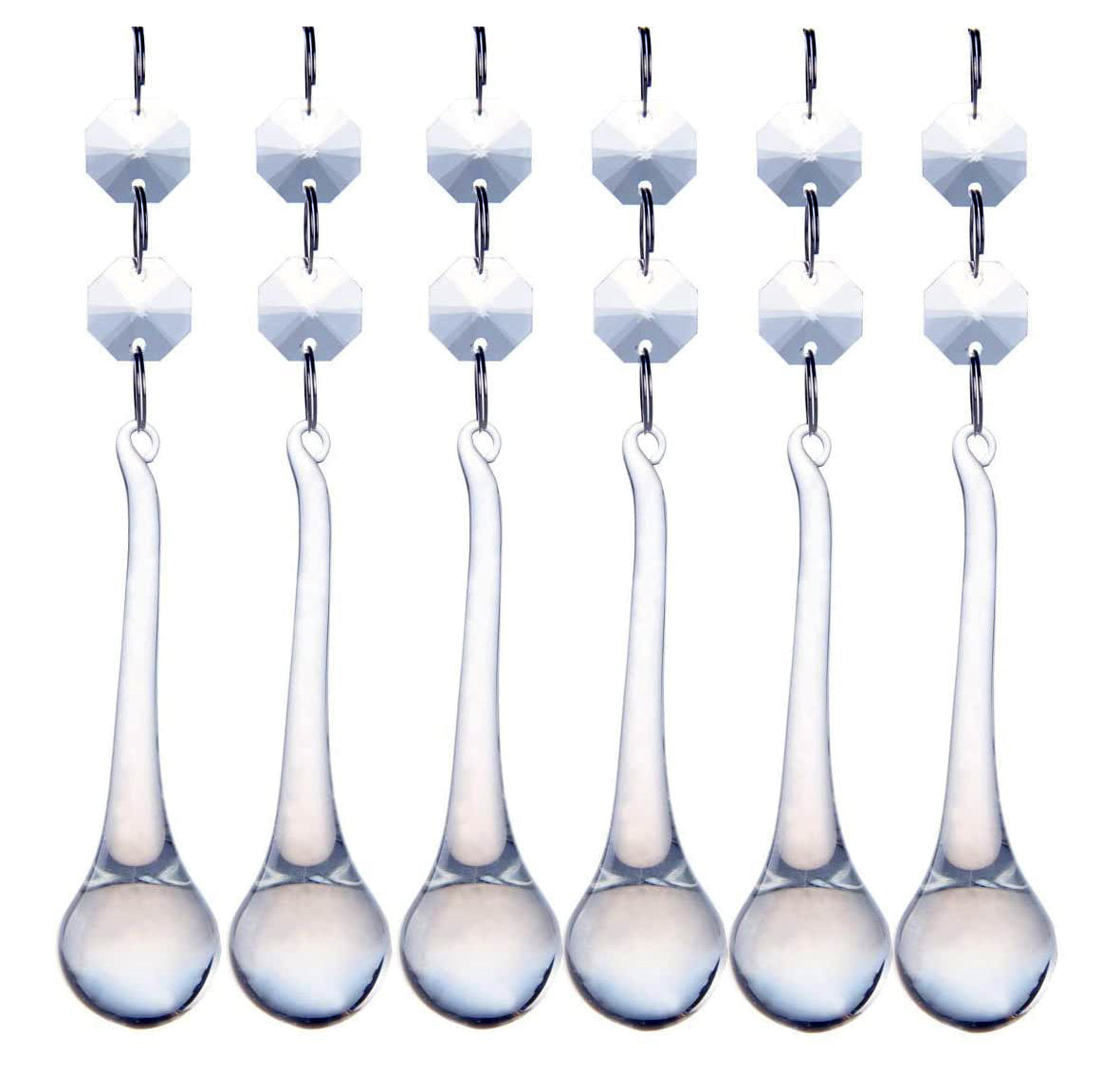 H&D HYALINE & DORA 10pcs 5.3in Crystal Raindrop w/ Octagon Beads Chandelier Pendants Suncatcher
