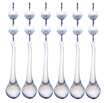 H&D HYALINE & DORA 10pcs 5.3in Crystal Raindrop w/ Octagon Beads Chandelier Pendants Suncatcher