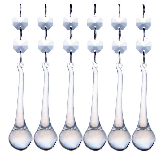 H&D HYALINE & DORA 10pcs 5.3in Crystal Raindrop w/ Octagon Beads Chandelier Pendants Suncatcher
