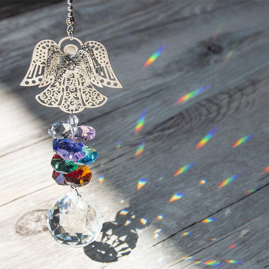 H&D HYALINE & DORA Hanging Crystal Guardian Angel Suncatcher Car Charm for Rear View Mirror