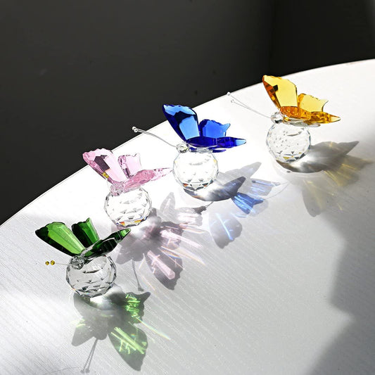 H&D HYALINE & DORA 4pcs Crystal Flying Butterfly with Crystal Ball Base Figurine Collection