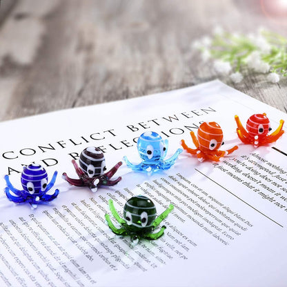 H&D HYALINE & DORA Multicolor Octopus Art Glass Blown Mini Sea Animal Figurine,Set of 6