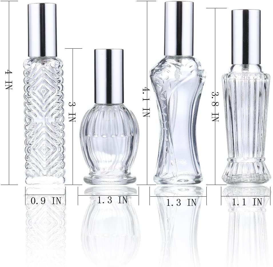 H&D HYALINE & DORA Vintage Refillable Perfume Bottles Glass Empty Spray Bottle Wedding Gifts Car Decor Set of 4
