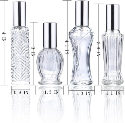 H&D HYALINE & DORA Vintage Refillable Perfume Bottles Glass Empty Spray Bottle Wedding Gifts Car Decor Set of 4