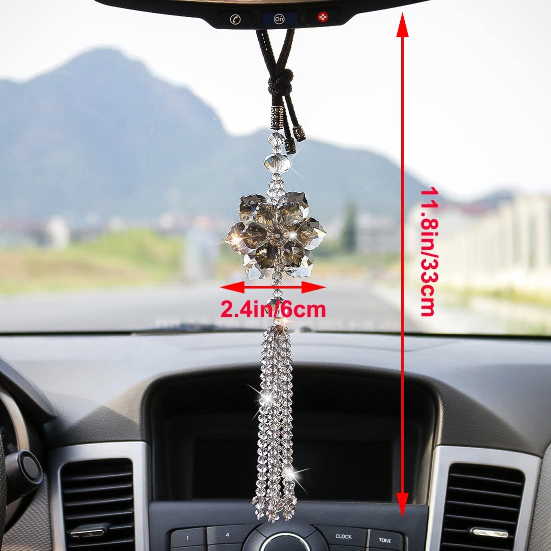 H&D HYALINE & DORA Crystal Maple Leaf Car Charms Pendant Hanging for Rear view Mirror