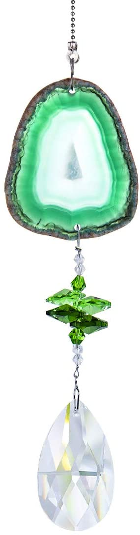 H&D HYALINE & DORA Hanging Crystal Suncatchers Pendants - Natural Agate Slices Christmas Decorations