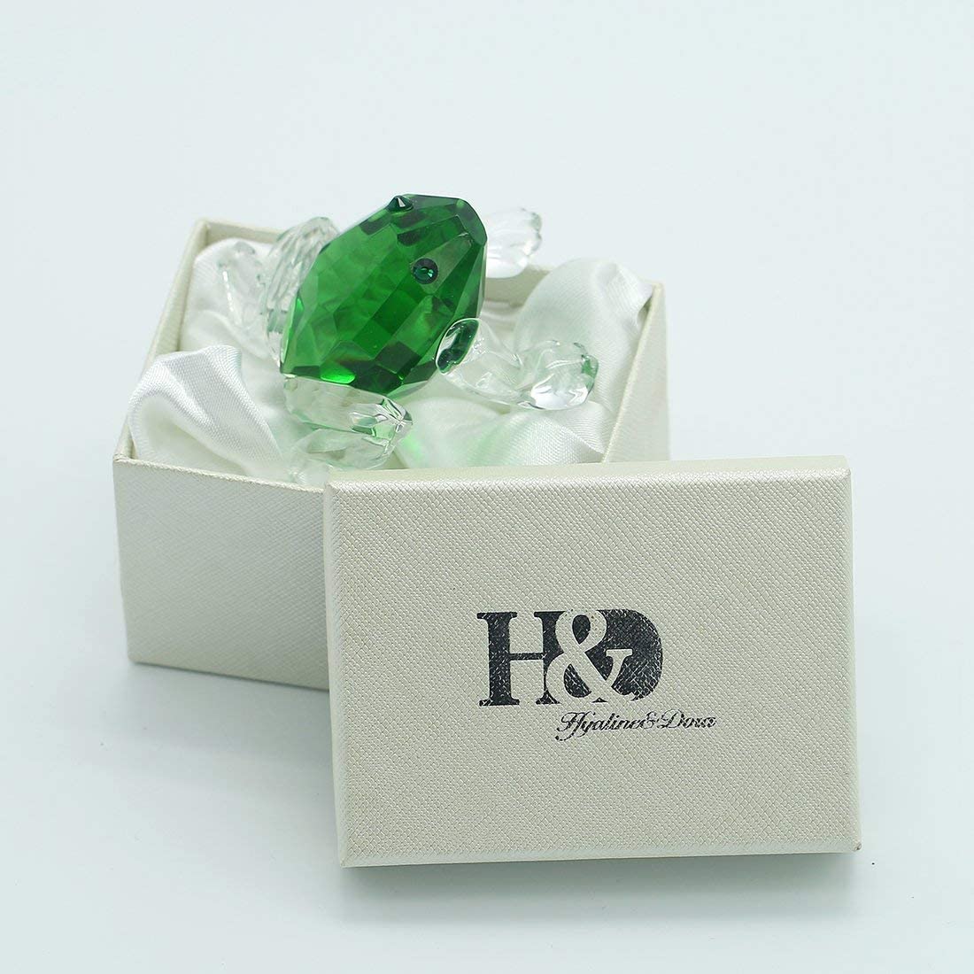 H&D HYALINE & DORA Small Crystal Frog Figurine Collection Paperweight Table Centerpiece Ornament