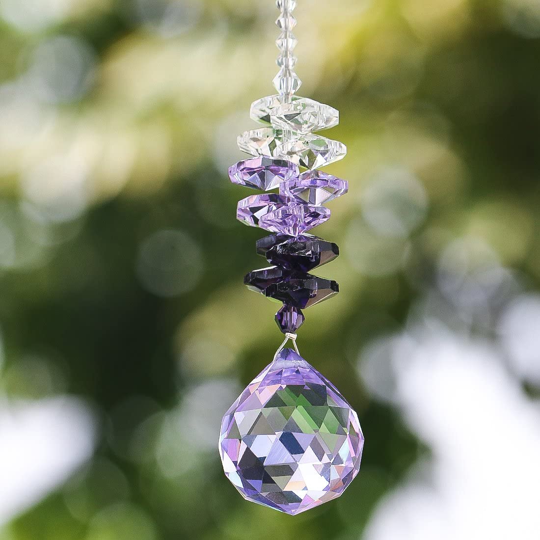 30mm Purple Chandelier Crystals Ball Rainbow Octogon Chakra Hanging Suncatcher Decorating Balls