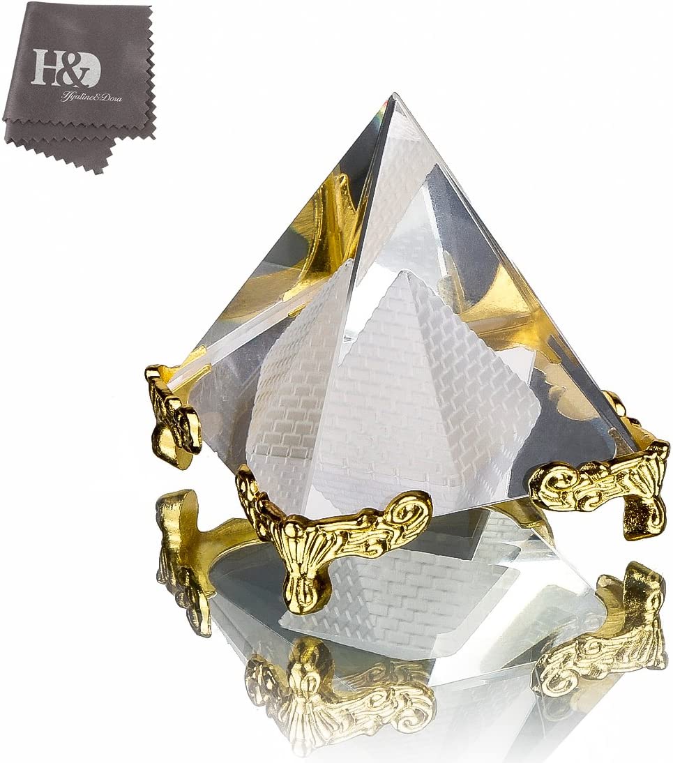 H&D HYALINE & DORA Pyramid Prism 2.4"- Meditation Crystals Home Art Decor