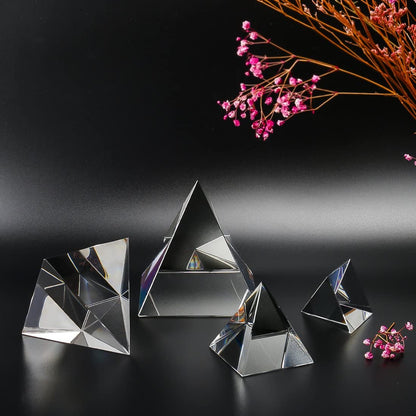 H&D HYALINE & DORA 4.3" H Large Clear Crystal Pyramid with Gift Box for Prosperity
