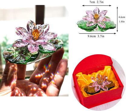 H&D HYALINE & DORA Pink Sparkle Crystal Reflection Crystal Lotus Flower