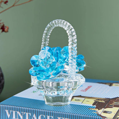 H&D HYALINE & DORA Crystal Flower Basket Figurine Collectibles Home Decor Tabletop Gift